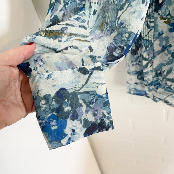 Anthropologie x ICHI IHNEALLY Shirt Boho Pleated Lightweight Blue M Oversized - Picture 9 of 16